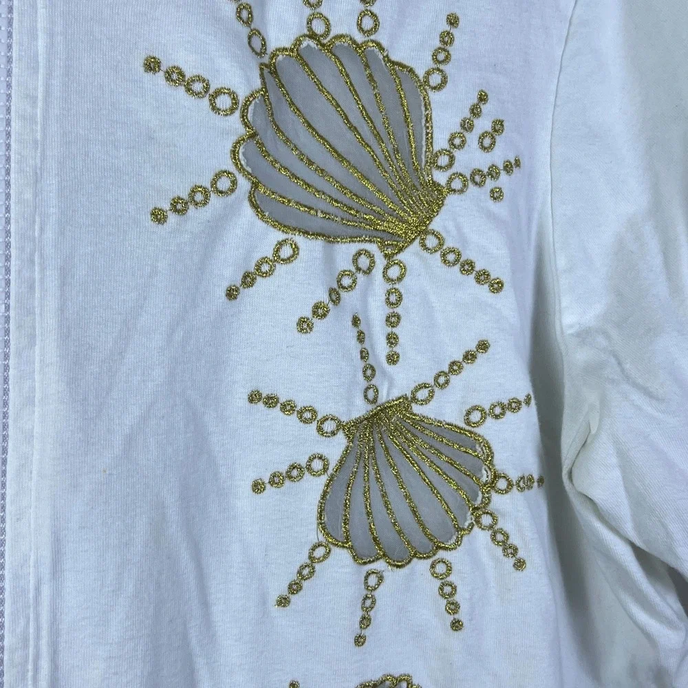 CZ Cover-Ups Beach Dress Medium White Seashell Coastal Grandmother